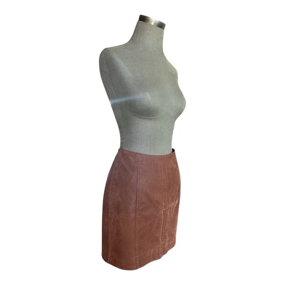 Free People Rust Brown Faux Suede A-Line Mini Skirt Women’s Size 8 NWOT - Picture 6 of 9